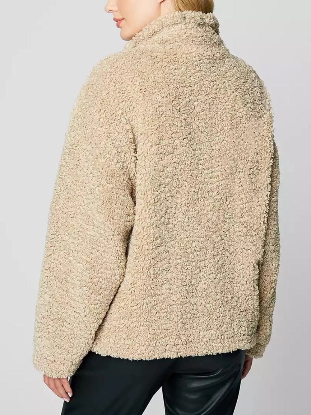 BLANK NYC Fuzzy Wuzzy Women's Faux Sherpa and Denim Mixed Media Jacket - Picture 3 of 6